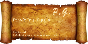Piváry Gyula névjegykártya